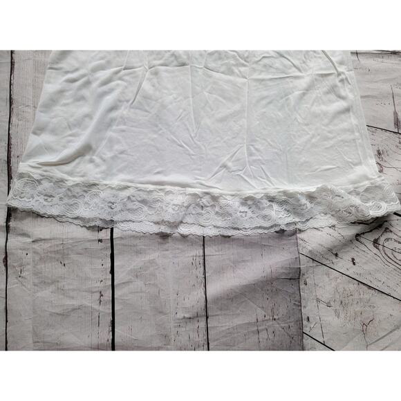 Vintage Full Slip Dress Nylon Size 38 Made In USA Lace White - Picture 2 of 7
